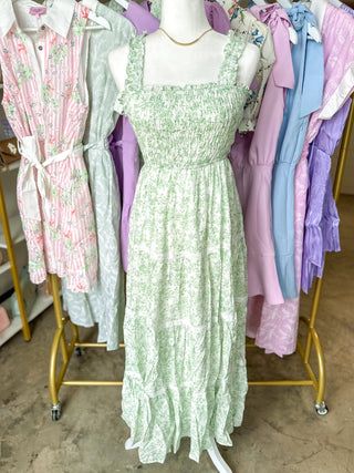Green Prettiest Pick Floral Midi Dress