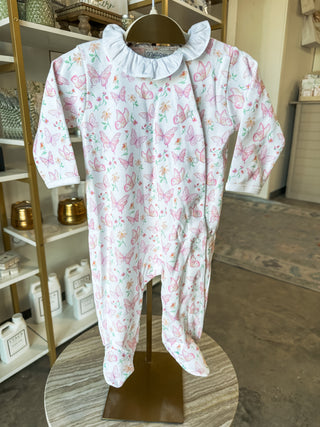 Butterflies Print Crossover Footie