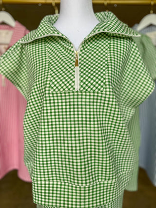 Green On Repeat Gingham Shorts Set