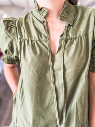 The Crisp Mornings Olive Mini Dress
