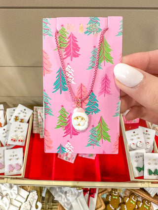 Kids JM Pink Hat Santa Necklace