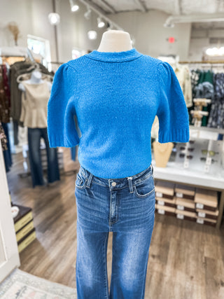 Ocean Blue Bow Cozy Knit Sweater