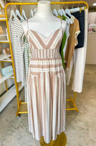 Light Brown Summer Lovin' Spaghetti Strap Midi Dress