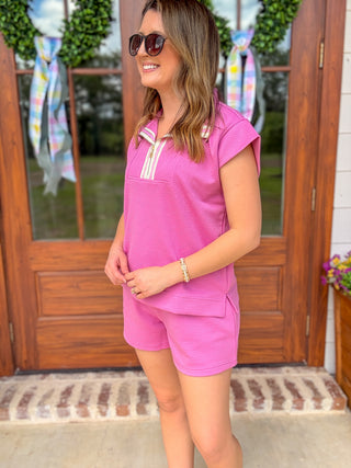 Lilac Porter Shorts Set
