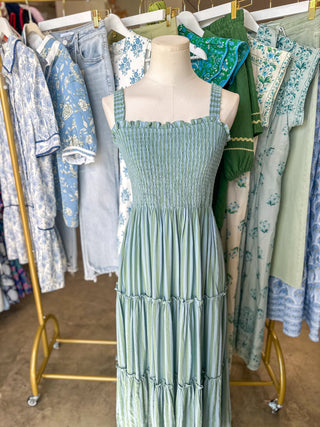 Blue & Green Morning by the Marina Stripe Midi Dress