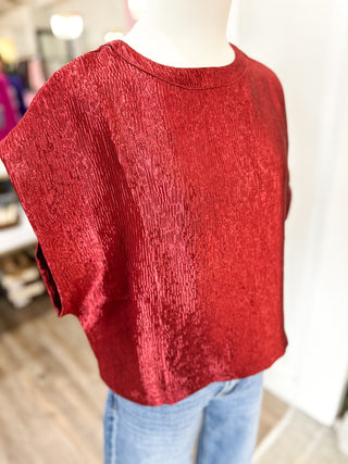 Burgundy Holiday Time Textured Top