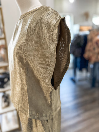 Gold Textured Holiday Spirit Pants Set