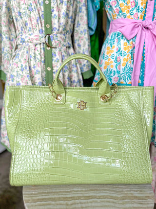 Lime Patent EC Missy Tote | Caroline Hill