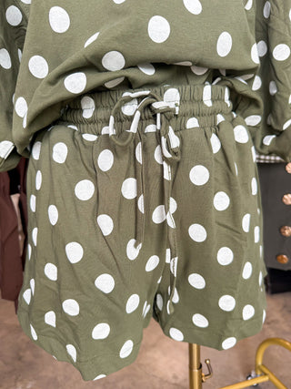 Olive Polka Dot Out & About Shorts Set