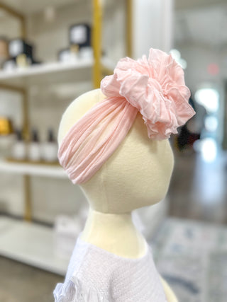 Ballet Pink Frilly Frou Ruffle Headband Bow