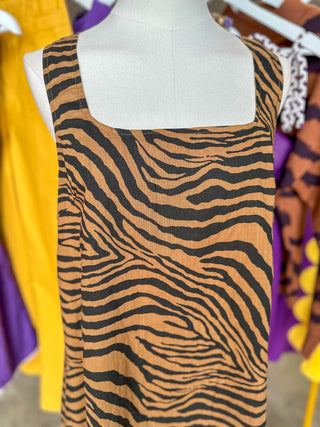 Brown & Black Wildy Chic Tiger Print Mini Dress