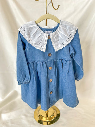 Eyelet Collar Denim Dress