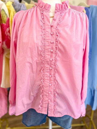 Light Pink Lovely Lace Button Down Top