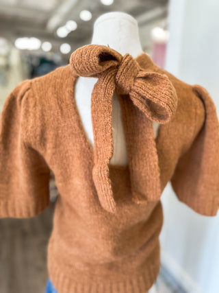 Macchiato Bow Cozy Knit Sweater
