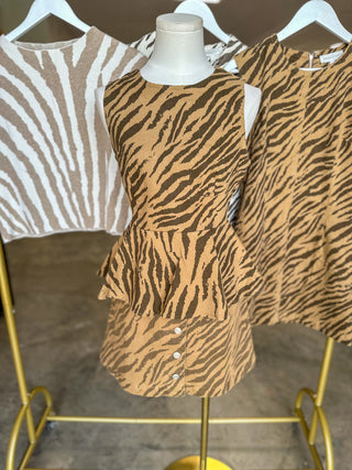 Brown Wild Side Button Down Skirt