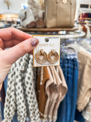 Triple Gold Round Water Resistant 1" Earring