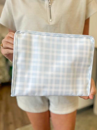 TRVL Blue Pimlico Plaid Large Roadie Zip Pouch