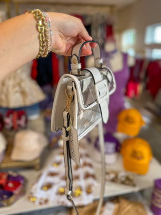 White Chic Flapover Clear Stadium Crossbody Bag