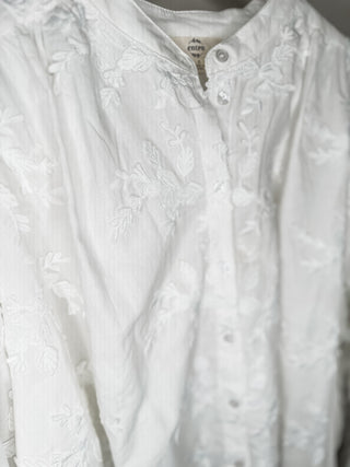 Off White Spring Garden Stitched Details Longsleeve Blouse