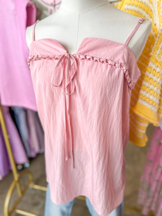 Pink Delicate Detail Tank Top Blouse