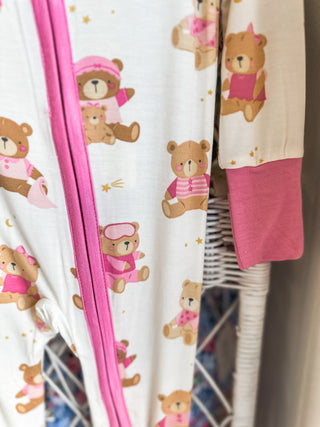 Pink Teddy Bears 2 Way Zipper Romper