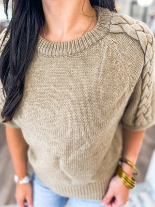 Oatmeal Braided Charm Knit Top