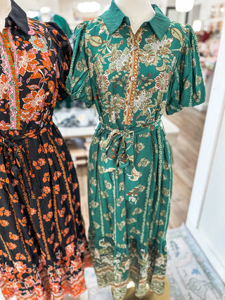 Green Harvest Honey Midi Dress