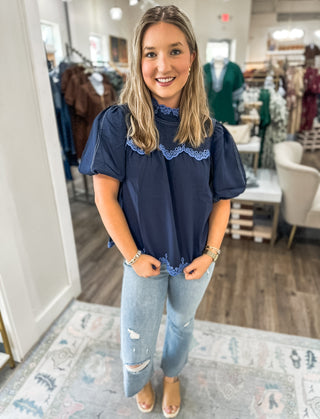 The Vintage Vine Navy Blouse