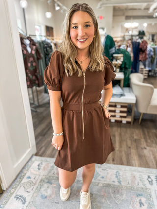 Espresso City Stroll Zip Dress