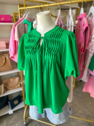 Green Pintuck Detail Everyday Top