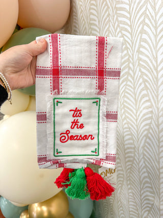 Christmas Ticking Tea Towel