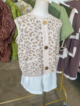 Cream Wild Side Leopard Sweater Vest