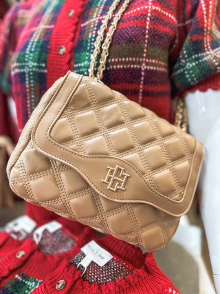 Latte Elle Foldover Diamond Quilted Crossbody