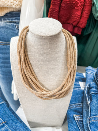 Natural Rope Textured Multi Strand 16"-18" Necklace
