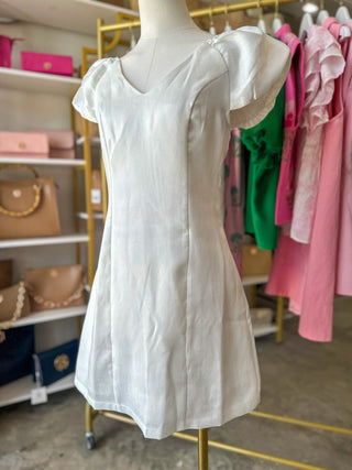 White Forever Yours Bubble Sleeve Mini Dress