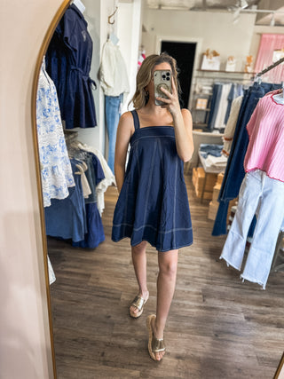 Navy Festival Days Are Happy Days Mini Dress