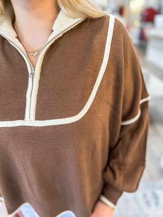 The Mocha Cream Half-Zip Sweater