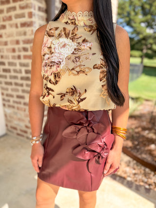 Burgundy Petal Edit Mini Skirt