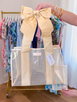 Ecru Raffia Bow Jelly Tote Bag | Case-Mate