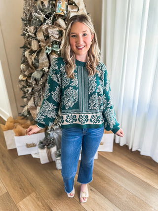 Pine Vintage Garden Sweater