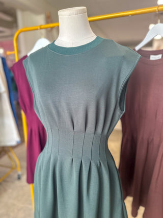 Forest Green Weekend Win Pleated Mini Dress