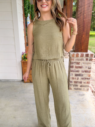 Olive Barefoot Breeze Side Tie Top