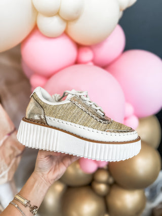 Living the Sweet Life Gold & Raffia Platform Sneaker