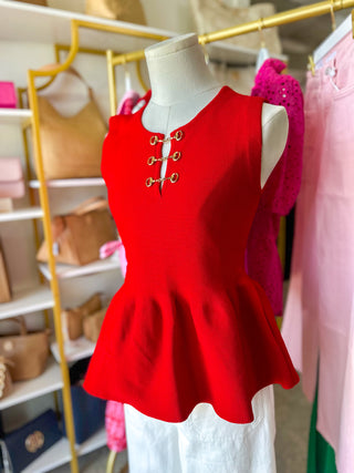 Scarlet Gold Link Elegance Peplum Top