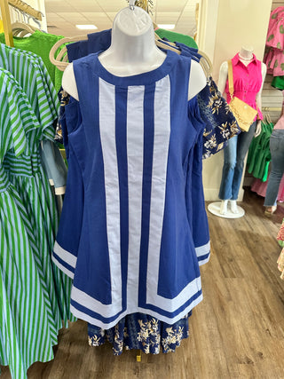 Blue Boardwalk Stripe Mini Dress