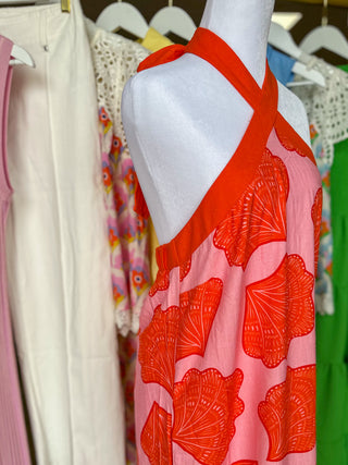 Pink Seashell Daydream Halter Top Midi Dress