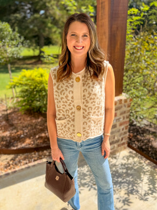 Cream Wild Side Leopard Sweater Vest