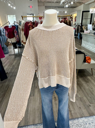 Ecru Subtle Stitch Sweater Top