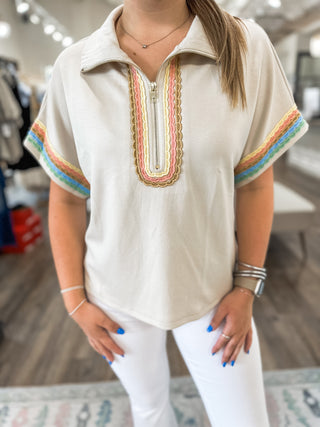 Pastel Color Me Cozy Quarter Zip Top