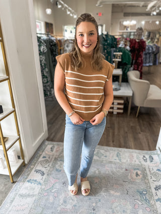 The Millie Camel Stripe Sweater Top
